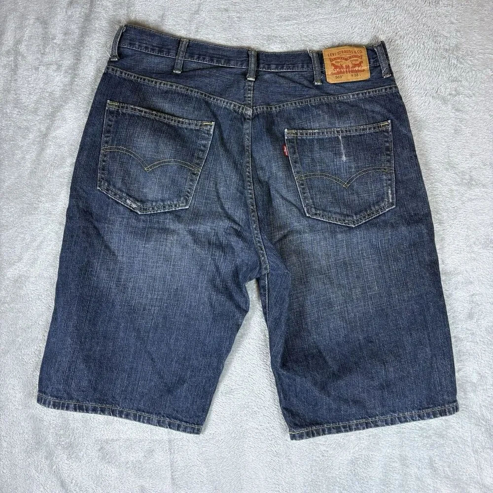 Levis 569 Shorts Mens 38 Blue Denim Relaxed Straight Jorts‎ American